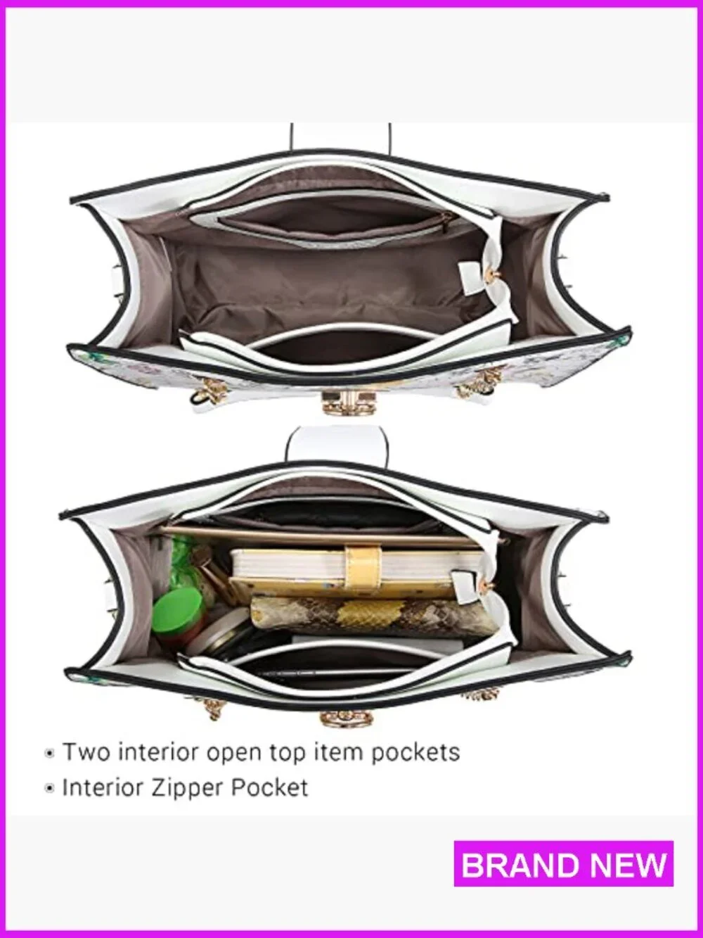 Satchel Tote Bag with Matching Clutch Faux Leather Versatile Shoulder Hobo